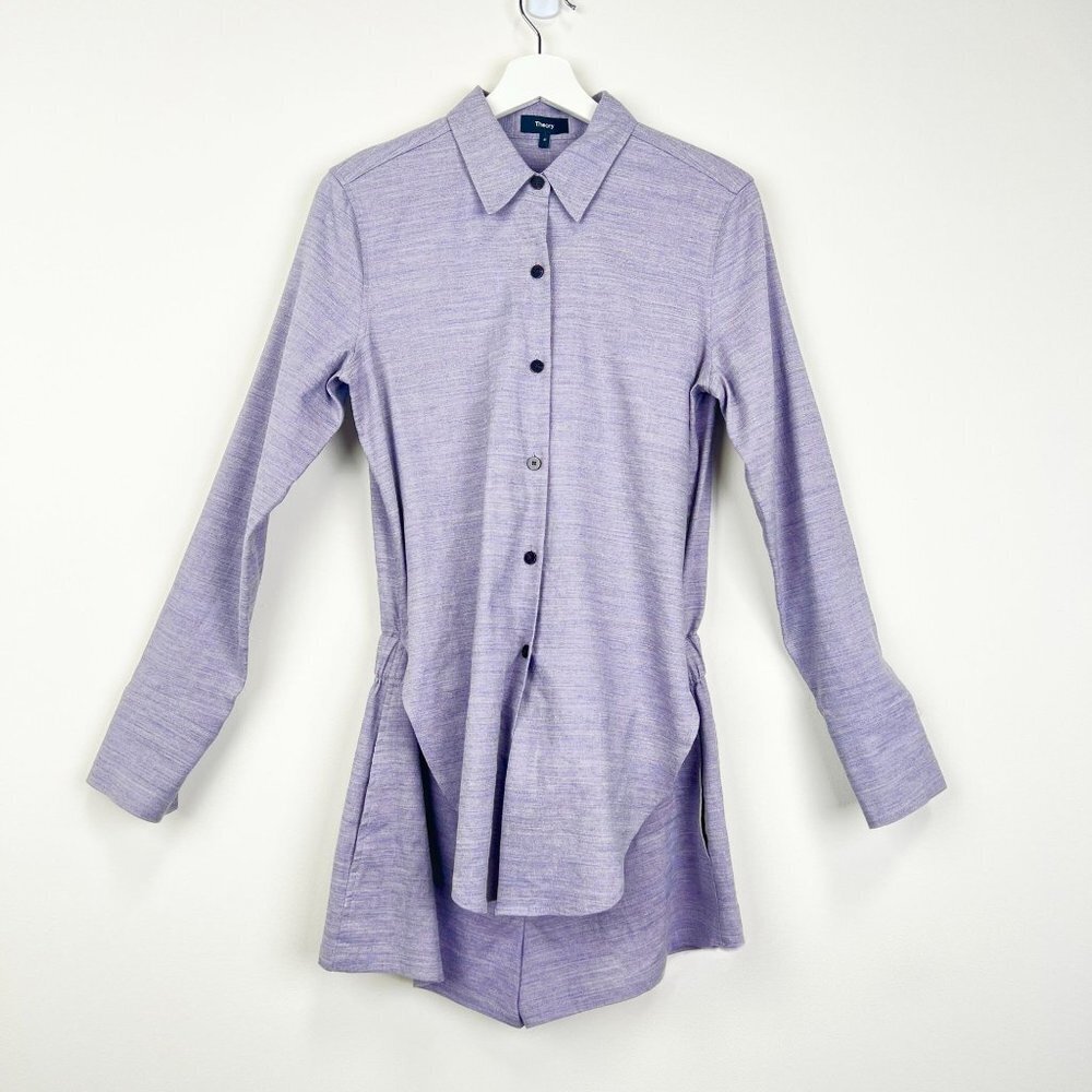 NWT Theory Ranay Lavender Melange Eco Linen Romper Size 4